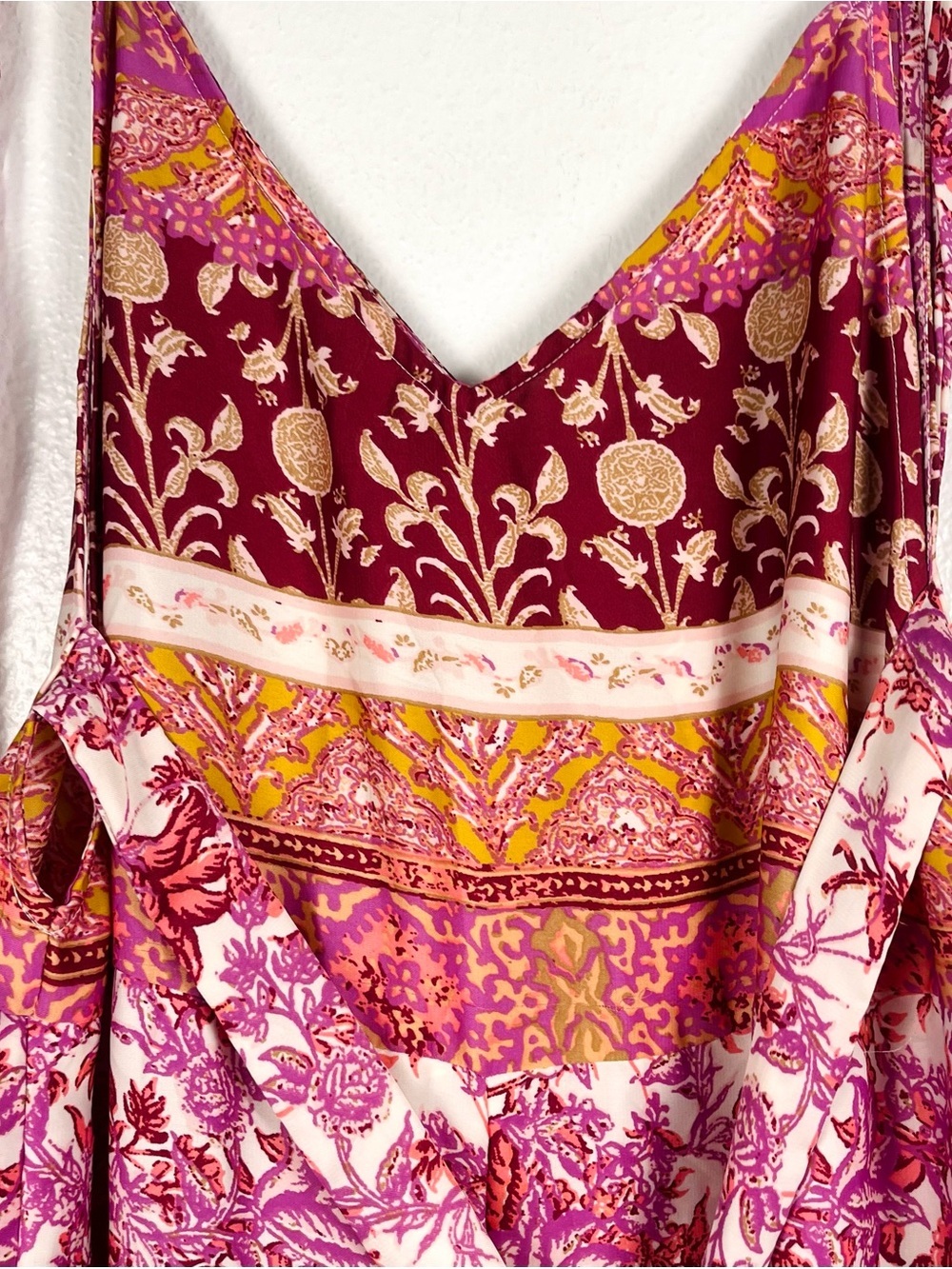 Free People Small Leona Pink & Purple Print Wide Leg Sleeveless Jumpsuit - Picture 3 of 7